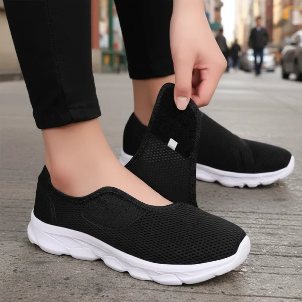 wide fit shoes, slip-on sneakers, mesh slip on sneakers, orthopaedic shoes